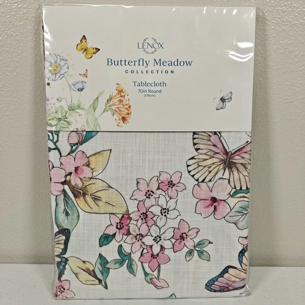Lenox Butterfly Meadow Floral Tablecloth White 70